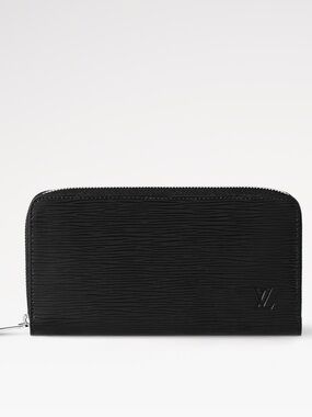 Louis Vuitton Black Epi Zippy Wallet with Silver Hardware
